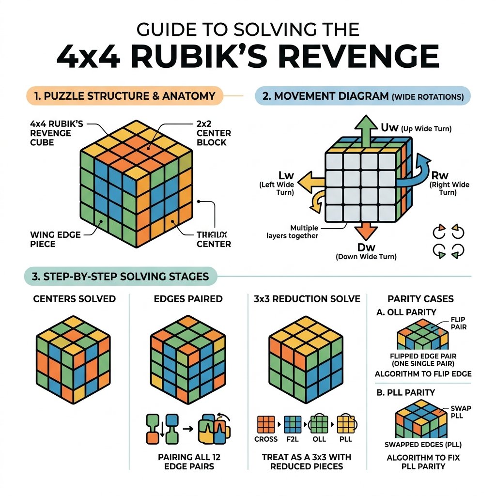 4×4 Rubik's Revenge Visual Guide Infographic